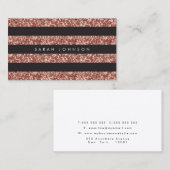 Carte De Visite Parties scintillant en cuivre moderne Stripes noir (Devant / Derrière)