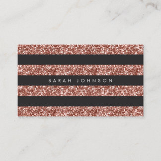 Carte De Visite Parties scintillant en cuivre moderne Stripes noir