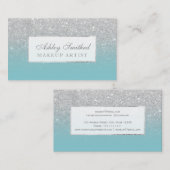 Carte De Visite parties scintillant en faux argent moderne maquill (Devant / Derrière)