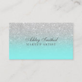 Carte De Visite Parties scintillant en faux argent moderne maquill (Devant)