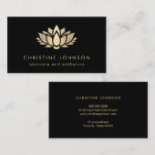 Carte De Visite parties scintillant en faux or lotus sur la peau n (Devant / Derrière)