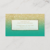 Carte De Visite Parties scintillant en faux or moderne turquoise o (Dos)