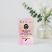 Carte De Visite Parties scintillant en marbre rose ombre arc-en-ci (Debout devant)
