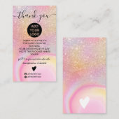 Carte De Visite Parties scintillant en marbre rose ombre arc-en-ci (Devant / Derrière)