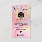 Carte De Visite Parties scintillant en marbre rose ombre arc-en-ci (Devant)