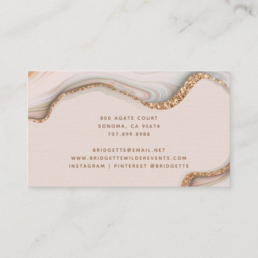 Carte De Visite Parties scintillant en marbre rose vif (Dos)