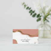 Carte De Visite Parties scintillant en marbre rose vif Monogramme  (Debout devant)