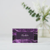 Carte De Visite Parties scintillant en marbre rose violet agate (Debout devant)