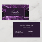 Carte De Visite Parties scintillant en marbre rose violet agate (Devant / Derrière)