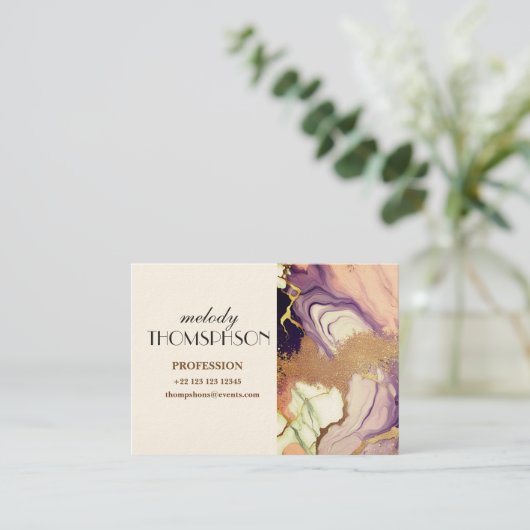 Carte De Visite Parties scintillant en marbre rose violet or (Debout devant)