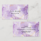 Carte De Visite Parties scintillant en marbre violet esthétique Ca (Devant / Derrière)