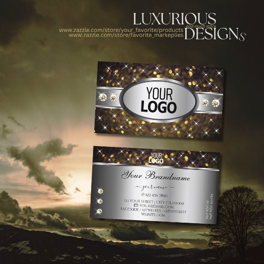 Carte De Visite Parties scintillant en or Argent Étoiles Étoiles B