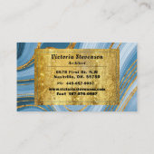 Carte De Visite Parties scintillant en or bleu Monogramme élégant  (Dos)