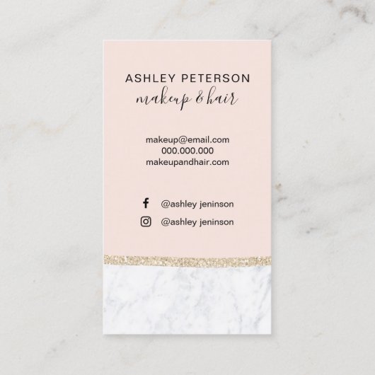 Carte De Visite parties scintillant en or clair en marbre maquilla (Dos)
