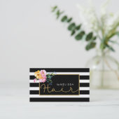 Carte De Visite Parties scintillant en or de cheveux Texte en noir (Debout devant)