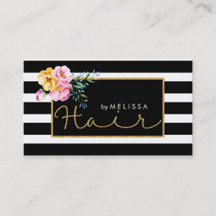 Carte De Visite Parties scintillant en or de cheveux Texte en noir