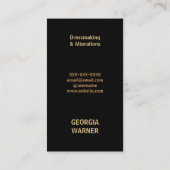 Carte De Visite Parties scintillant en or de Seamstress (Dos)