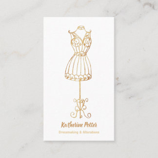 Carte De Visite Parties scintillant en or de Seamstress Mannequin