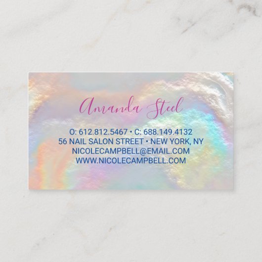 Carte De Visite Parties scintillant en or irisé (Dos)