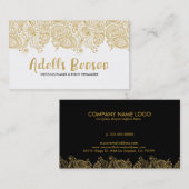 Carte De Visite Parties scintillant en or noir et blanc réversible (Devant / Derrière)