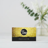 Carte De Visite Parties scintillant en or noir luxe Stars ajouter  (Debout devant)