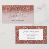 Carte De Visite parties scintillant en or rose Nom personnalisé    (Devant / Derrière)