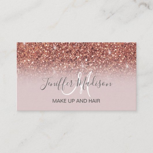 Carte De Visite parties scintillant en or rose Nom personnalisé    (Devant)