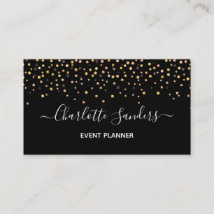 Carte De Visite Parties scintillant en or rose tendance confetti c