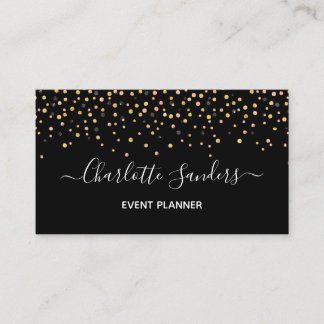 Carte De Visite Parties scintillant en or rose tendance confetti c