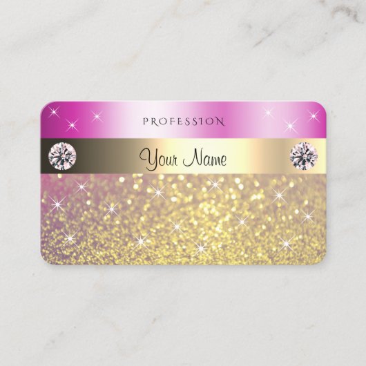 Carte De Visite Parties scintillant en or violet rose brillant ave (Devant)