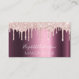 Carte De Visite Parties scintillant en or violet rose goutte cheve