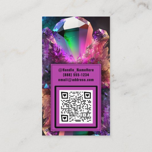 Carte De Visite Parties scintillant en pierre de cristal inspirée (Dos)