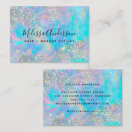 Carte De Visite Parties scintillant en pierre optique holographiqu (Devant / Derrière)