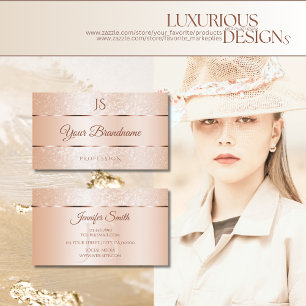 Carte De Visite Parties scintillant et Initiales de Coral Rose Pas