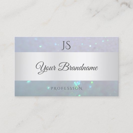 Carte De Visite Parties scintillant et initiales en perle fine ble (Devant)