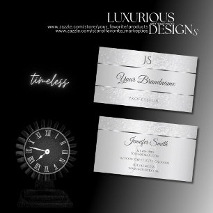 Carte De Visite Parties scintillant et initiaux doux en argent cla
