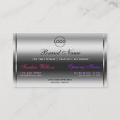 Carte De Visite Parties scintillant et logo de luxe Silver Sparkle (Dos)