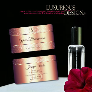 Carte De Visite Parties scintillant et monogramme rose à étincelle