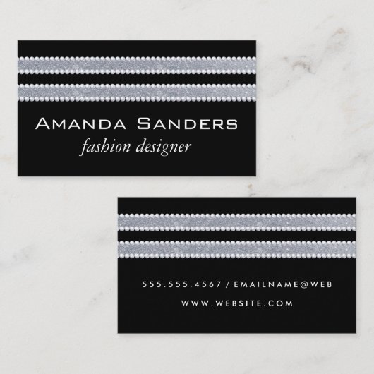 Carte De Visite Parties scintillant et perles (Devant / Derrière)