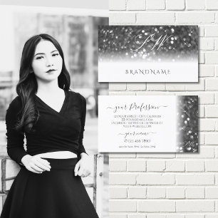 Carte De Visite Parties scintillant étincelante en argent blanc gl