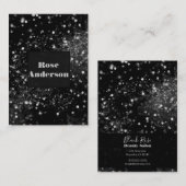 Carte De Visite Parties scintillant étincelante en argent noir (Devant / Derrière)