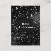 Carte De Visite Parties scintillant étincelante en argent noir (Devant)