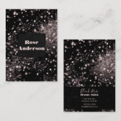 Carte De Visite Parties scintillant étincelante noire et rose (Devant / Derrière)