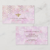 Carte De Visite parties scintillant fausse or abeille sur arrière  (Devant / Derrière)