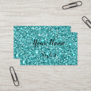 Carte De Visite Parties scintillant Faux Bleu clair