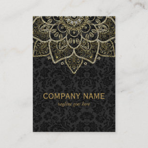 Carte De Visite Parties scintillant Faux Noir Et Floral Or Mandala