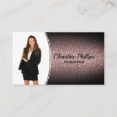 Carte De Visite Parties scintillant Faux Noir Personnalisé Photo P (Devant)