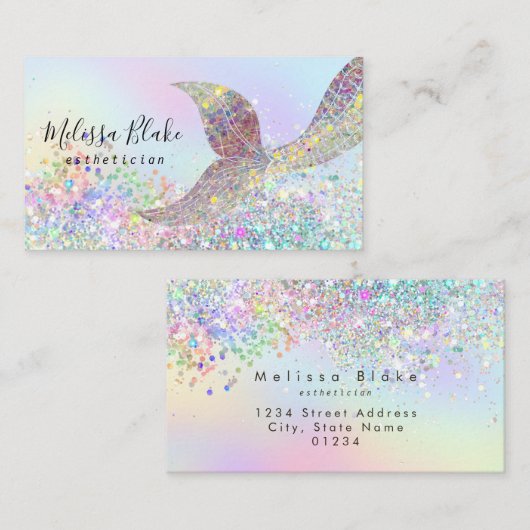 Carte De Visite parties scintillant faux pastel (Devant / Derrière)