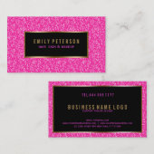 Carte De Visite Parties scintillant Fax Rose Chaud Avec Accents No (Devant / Derrière)