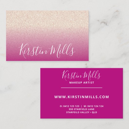 Carte De Visite Parties scintillant féminine rose gras (Devant / Derrière)